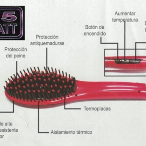 Cepillo Alisador Peine Planchita Pelo Brushing Color Rojo