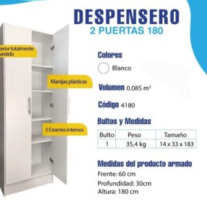 Despensero Doble Organizador 2 Puertas melamina