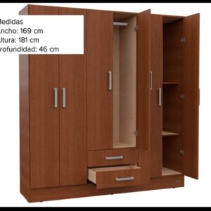 Ropero Placard 6 Puertas 2 Cajones Melamina caoba
