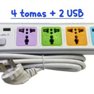 Zapatilla Multinorma 4 Enchufes Universales Y 2 Usb  1.8M