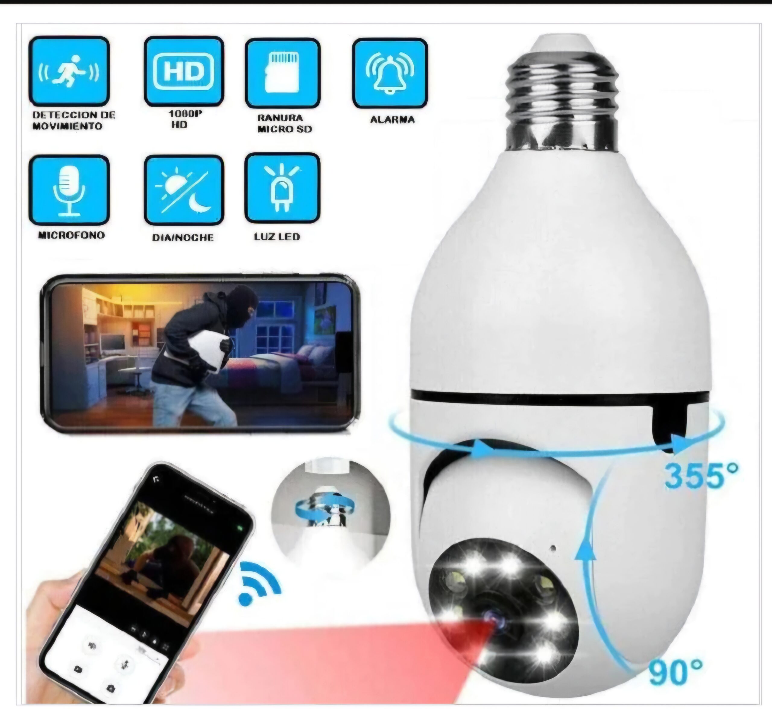 Camara Espia Ip Wifi Domo Seguimiento Inteligente Hd1080p