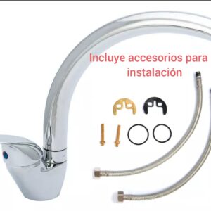 Grifo De Cocina Monocomando Canilla Cromado Cisne Kübel Color Plateado