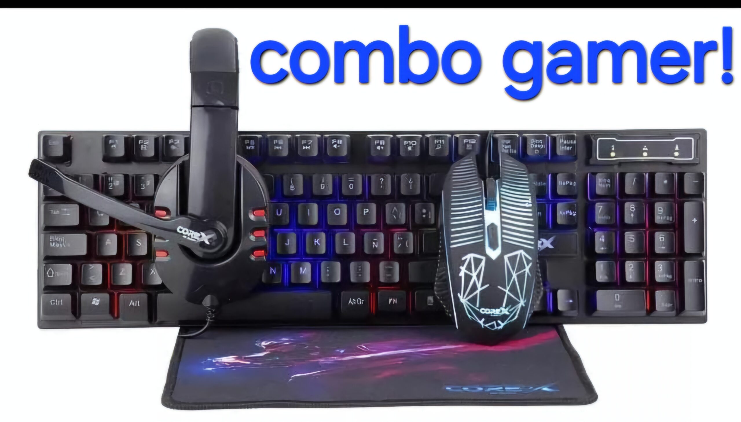 Combo Gaming Retroiluminado Usb Mouse Teclado + Auricular + Pad Full