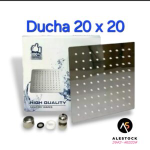 Flor Ducha Cuadrada Grande 20 X 20 Acero Cromo Inox  Acabado Cromado Color Plateado