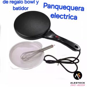 Panquequera Electrica  800w Base Antiadherente Con Control Automatico De Temperatura + Bowl + Batidor