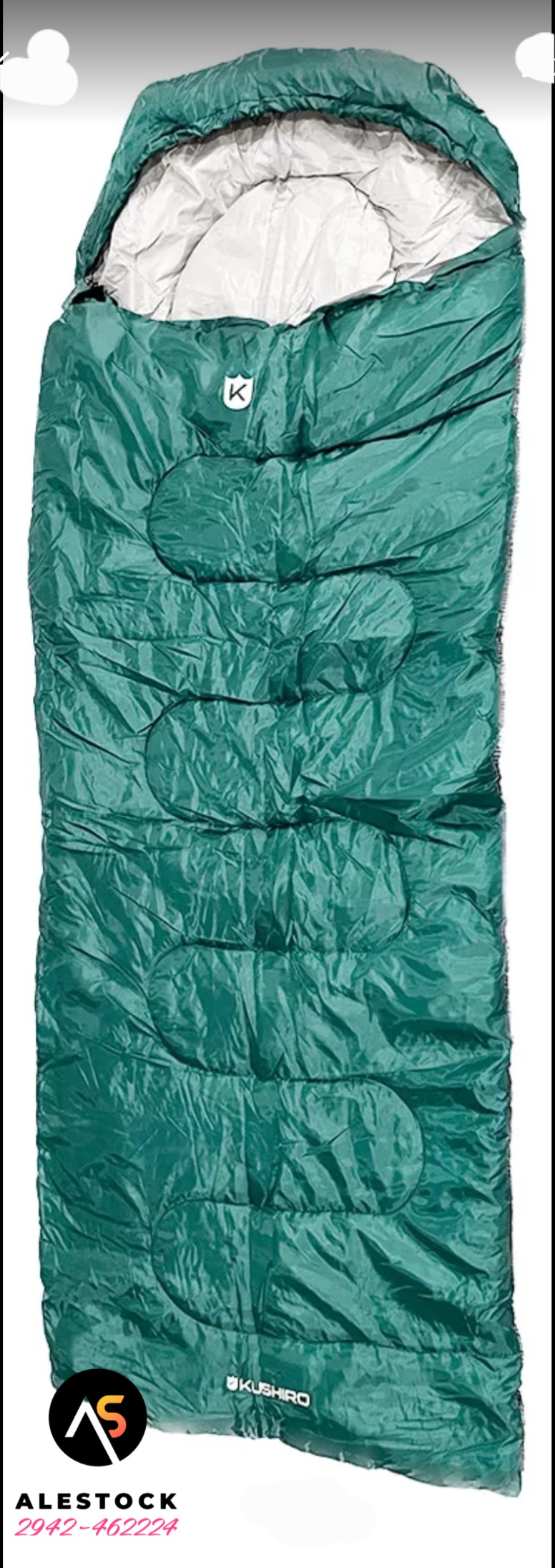 Bolsa De Dormir Rectangular Con Capucha - Verde