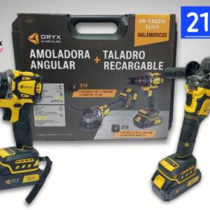 Kit Taladro Y Amoladora Angular Inalámbricos 2 Baterías 21v