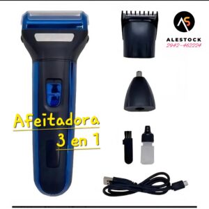 Afeitadora 3 en 1, corta pelo, afeita y corta pelo de orejas y nariz