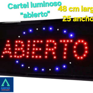 Cartel luminoso led para negocio "ABIERTO"