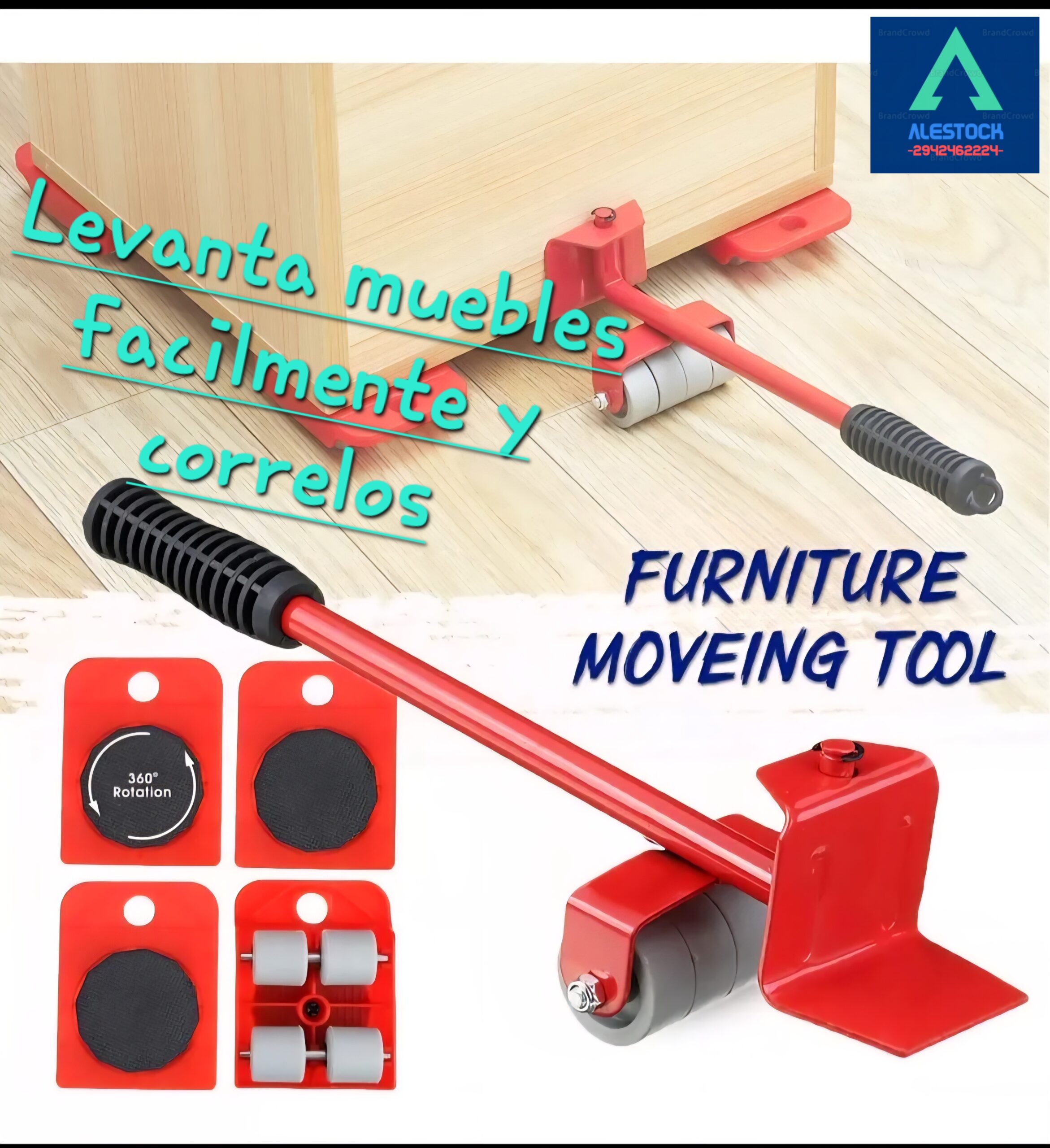 Soporte con ruedas para levantar muebles/heladeras