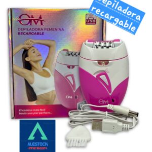 Depiladora Recargable  Rosa Para Piernas, Axilas, Rostro USB 2 Velocidades