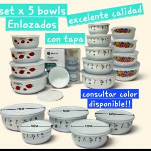 Set de 5 bowls enlozados