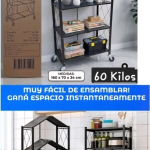 Estantería ajustable plegable con ruedas